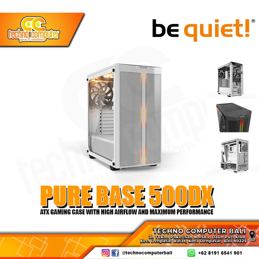 CASING BE QUIET PURE BASE 500DX White - Mid Tower ATX Case Tempered Glass (Free 3x Fan)