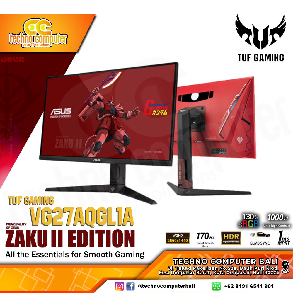 ASUS TUF GAMING VG27AQGL1A ZAKU II EDITION Gaming Monitor - 27 inci, WQHD (2560 x 1440), IPS, 170Hz
