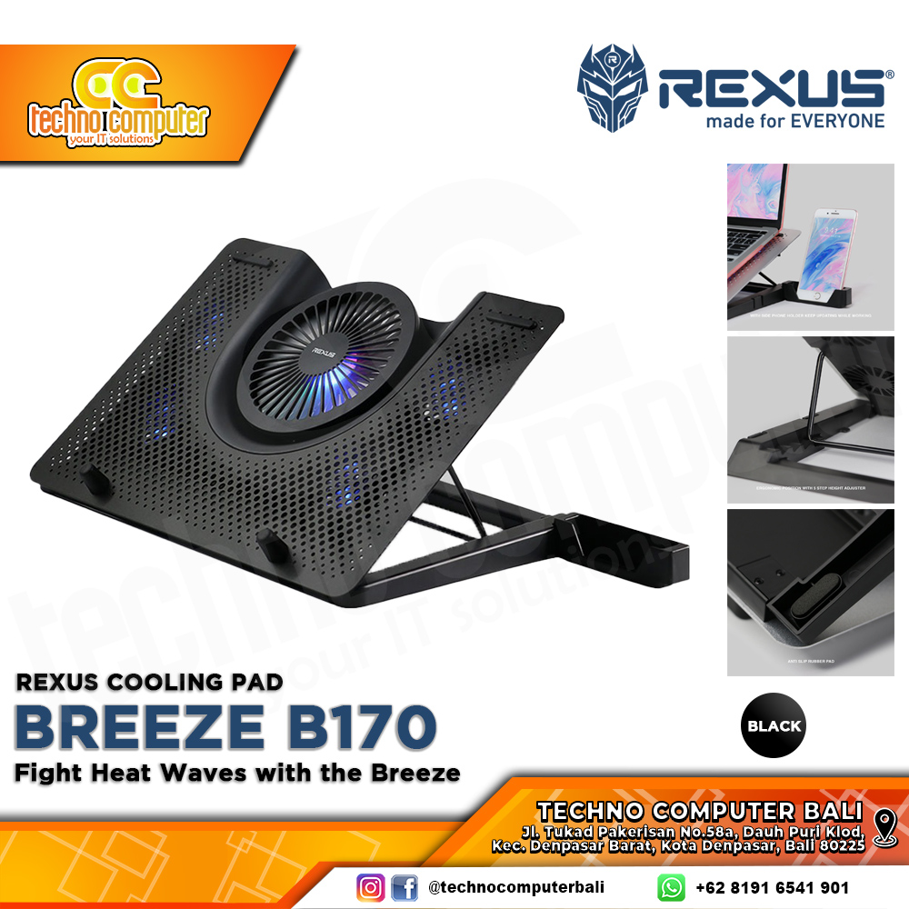 COOLINGPAD REXUS BREEZE B170 With RGB Notebook CoolingPad Up to 17inch