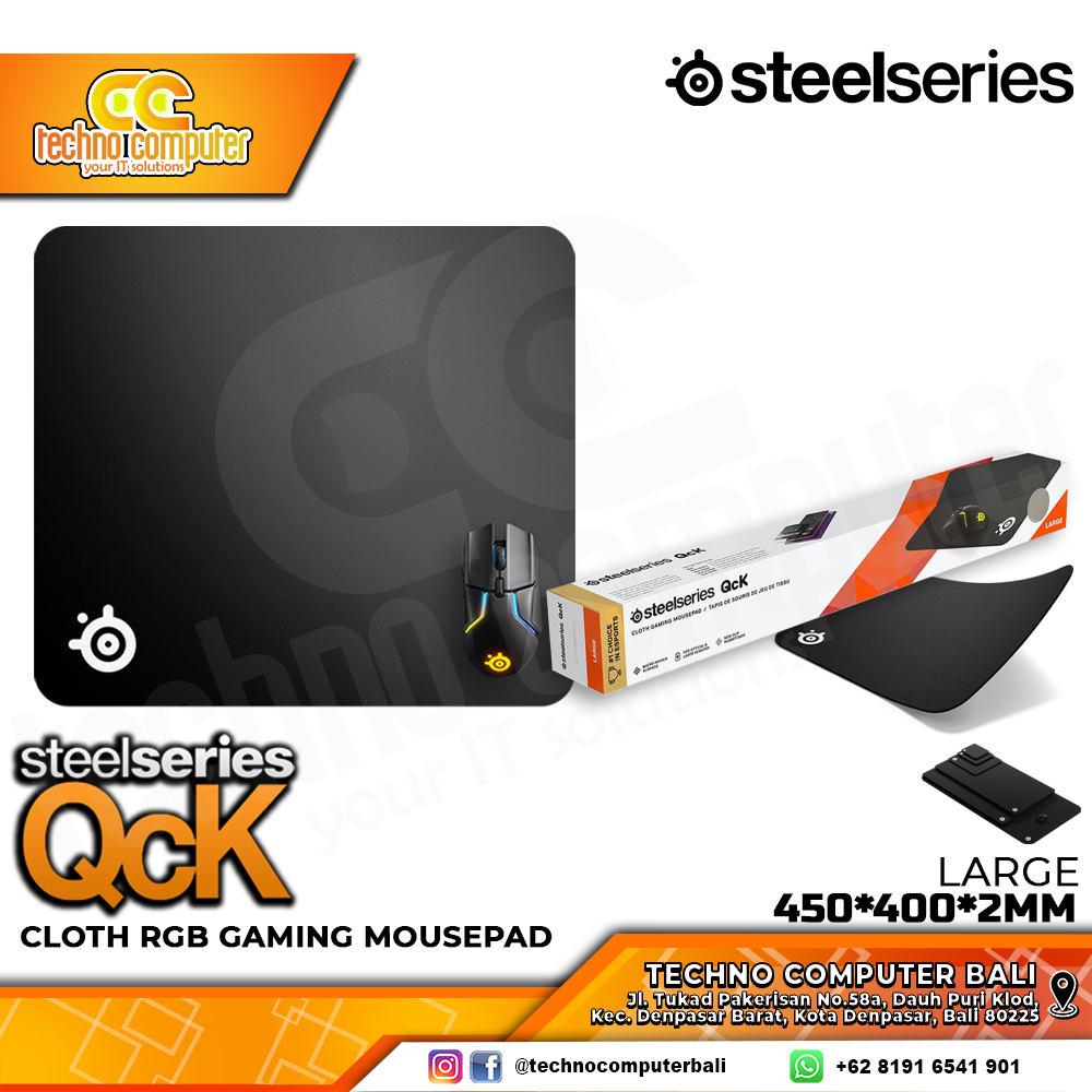 MOUSEPAD STEELSERIES QCK LARGE (450 x 400 x 2 mm) - Gaming Mousepad