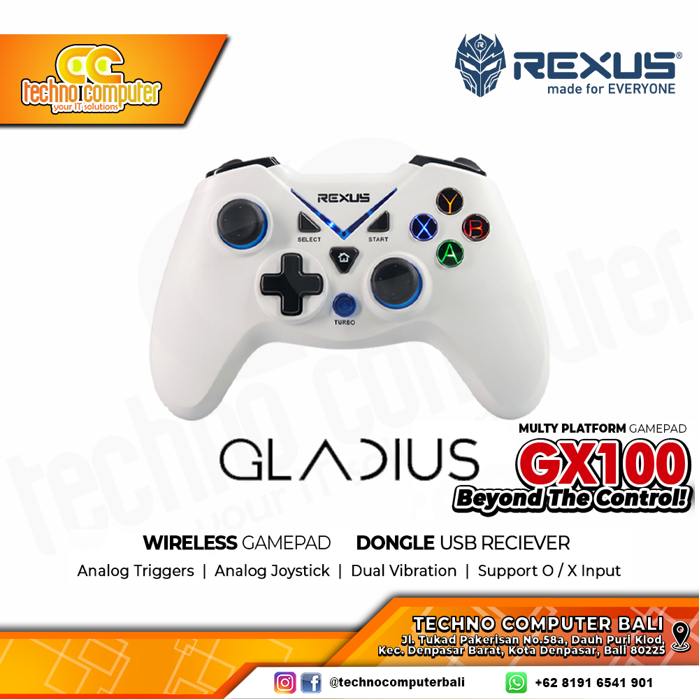 GAMEPAD WIRELESS REXUS GLADIUS GX100 Multi Platform Gamedpad - White