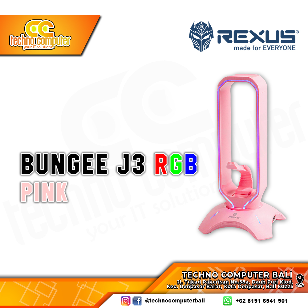STAND HEADSET REXUS BUNGEE J3 PINK RGB