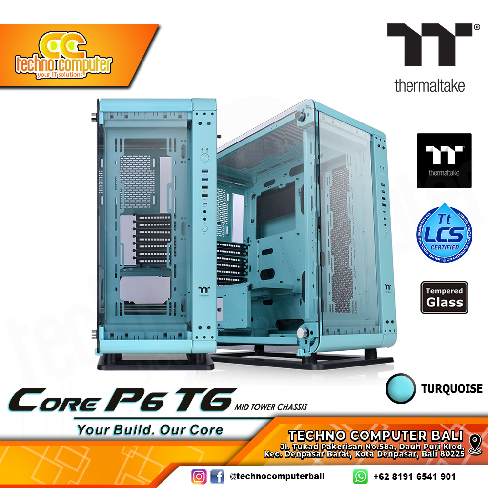 CASING THERMALTAKE Core P6 TG Turquoise - Mid Tower ATX Case Tempered Glass