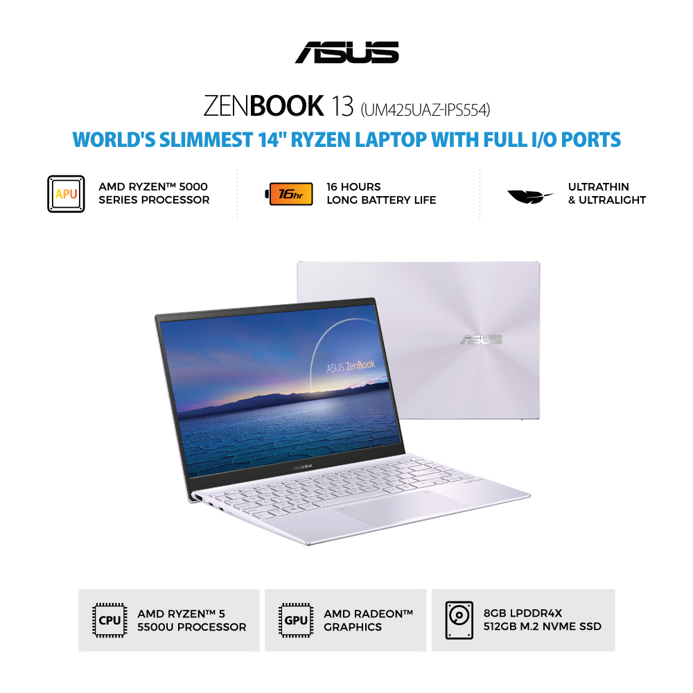ASUS ZenBook 14 [UM425UAZ-IPS554] AMD Ryzen 5-5500U/RAM 8GB/SSD 512GB/AMD Radeon/Win11