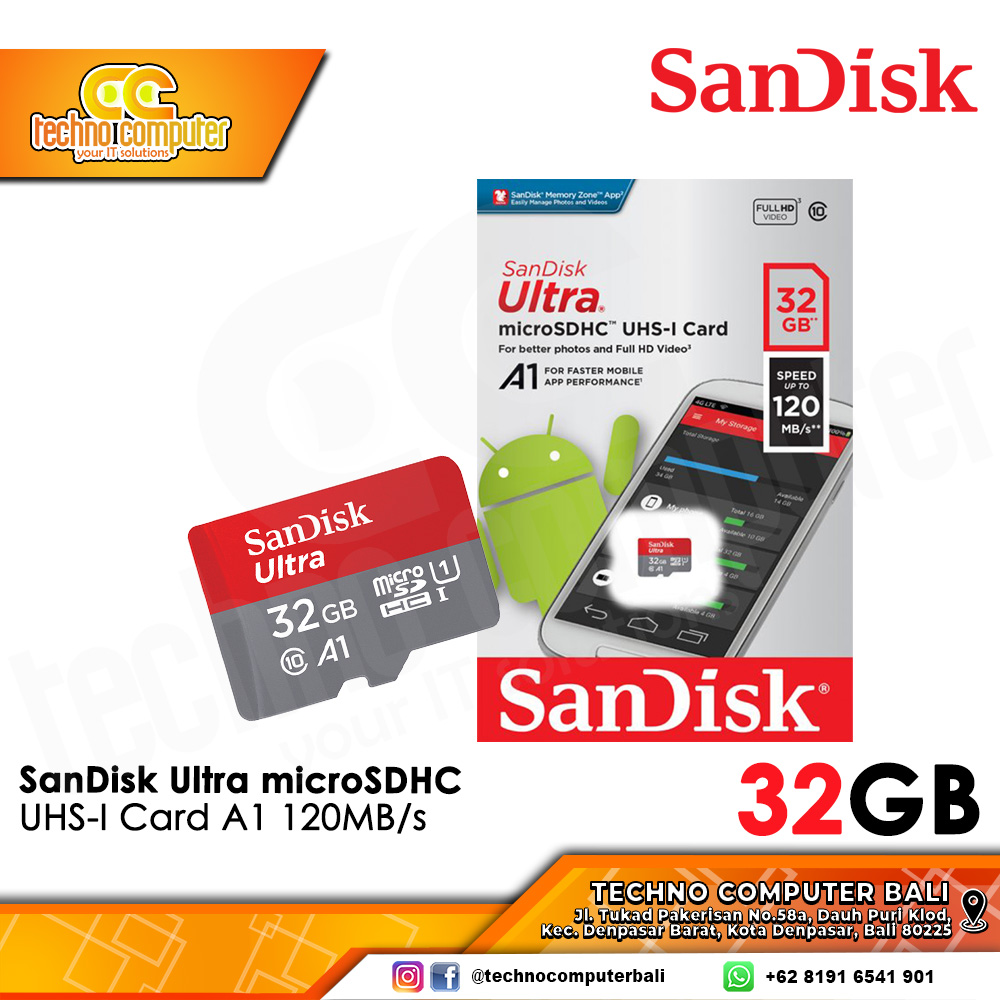 MEMORY CARD SANDISK ULTRA MICRO SDHC 32GB 120MB/s (SDSQUA4-032G-GN6MN)
