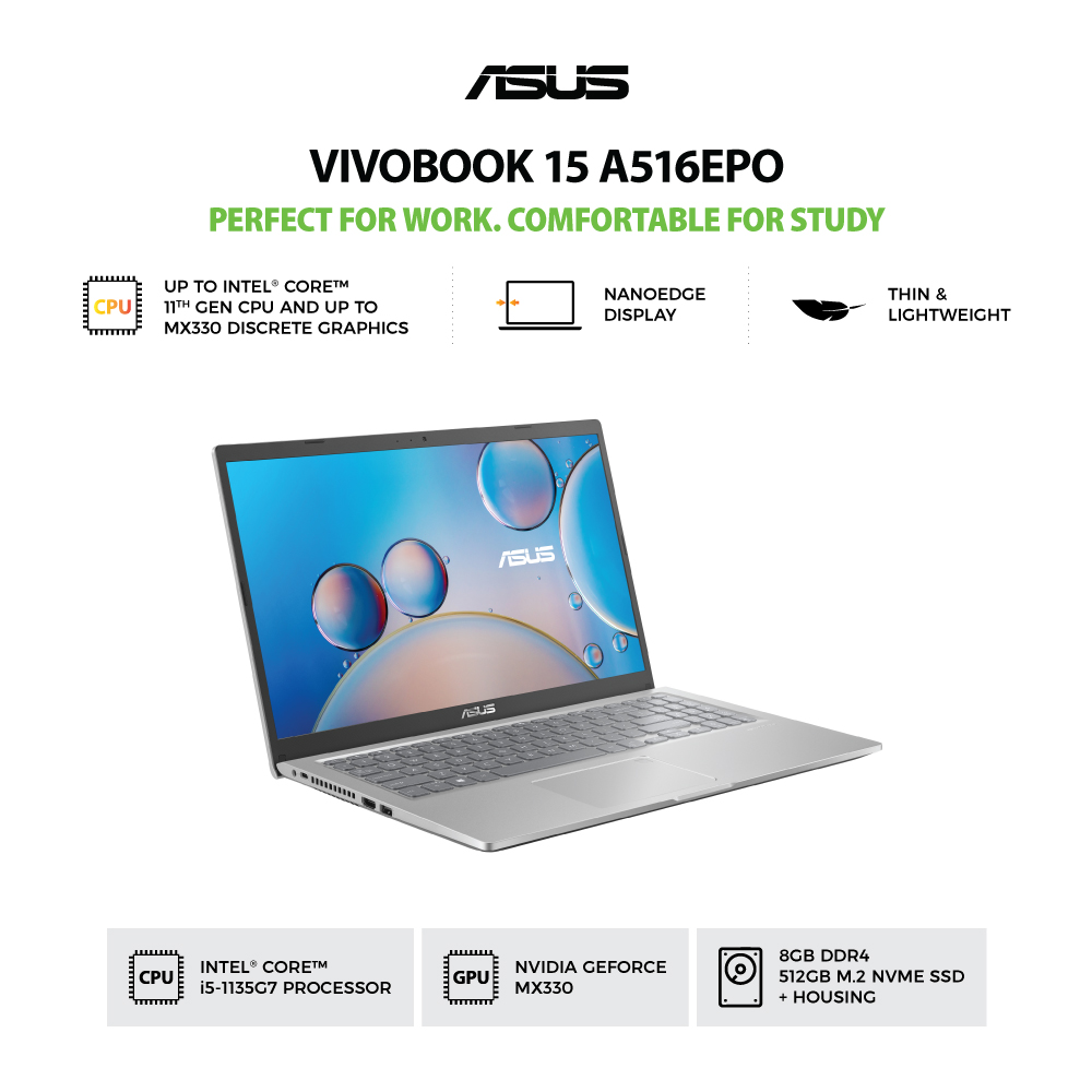 ASUS VivoBook 15 [A516EPO-VIPS552] Core i5-1135G7/RAM 8GB/SSD 512GB/MX330/Win10