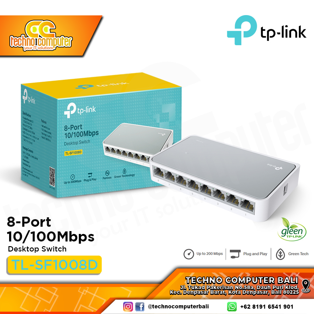 SWITCH HUB TP-LINK TL-SF1008D (Ver 15.0) 8 Port 10/100Mbps Desktop Switch