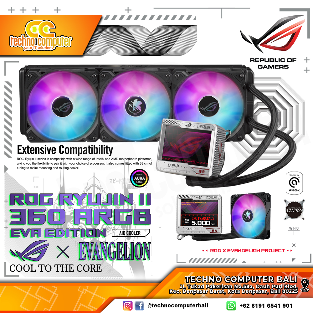 ASUS ROG RYUJIN II 360 EVA Edition with 3.5inch LCD Display - CPU Cooler - 360mm AIO Liquid Cooler
