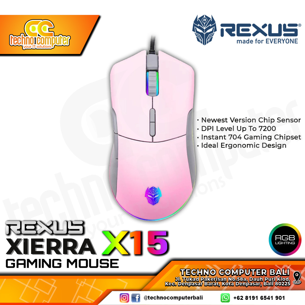 REXUS XIERRA X15 RGB Pink - Gaming Mouse