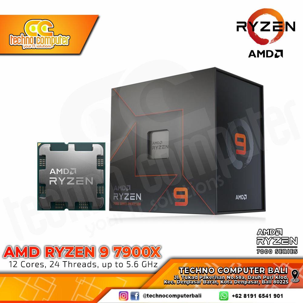 PROCESSOR AMD RYZEN 9 7900X - 12 Core 24 Thread Up to 5.6GHz - Socket AM5