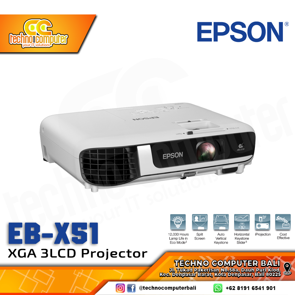 PROJECTOR EPSON EB-X51 XGA 3800 Lumens 3LCD