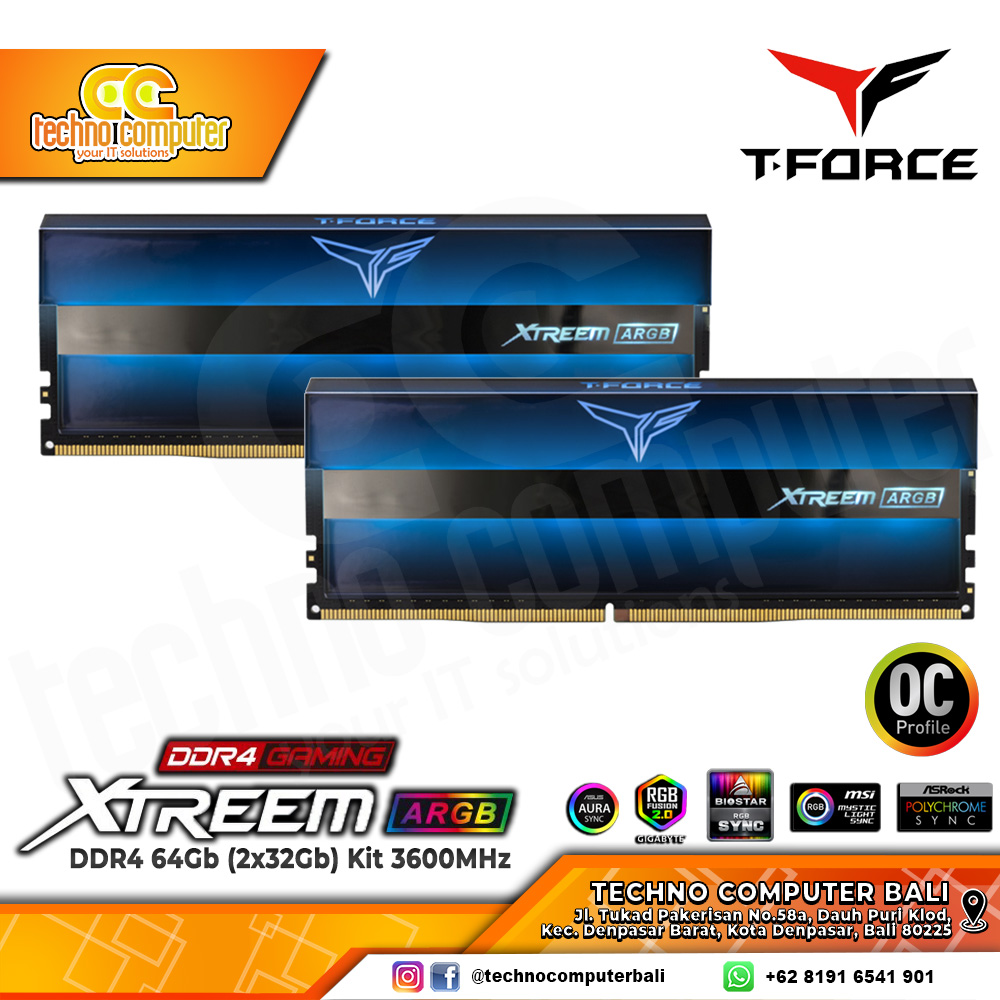 DDR4 TEAM T-FORCE XTREEM ARGB 64GB (2x32GB) Kit 3600Mhz