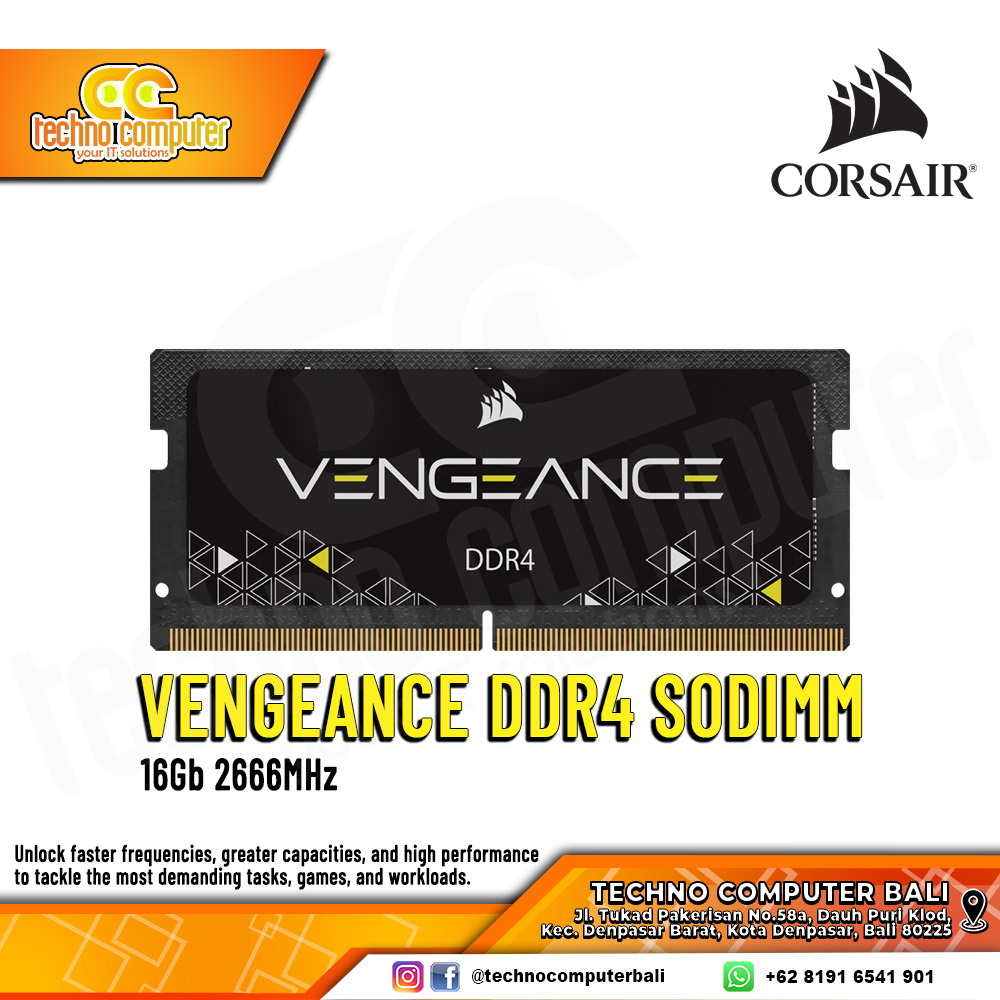 SODIMM DDR4 CORSAIR VENGEANCE 16GB (1x16GB) Single 2666Mhz