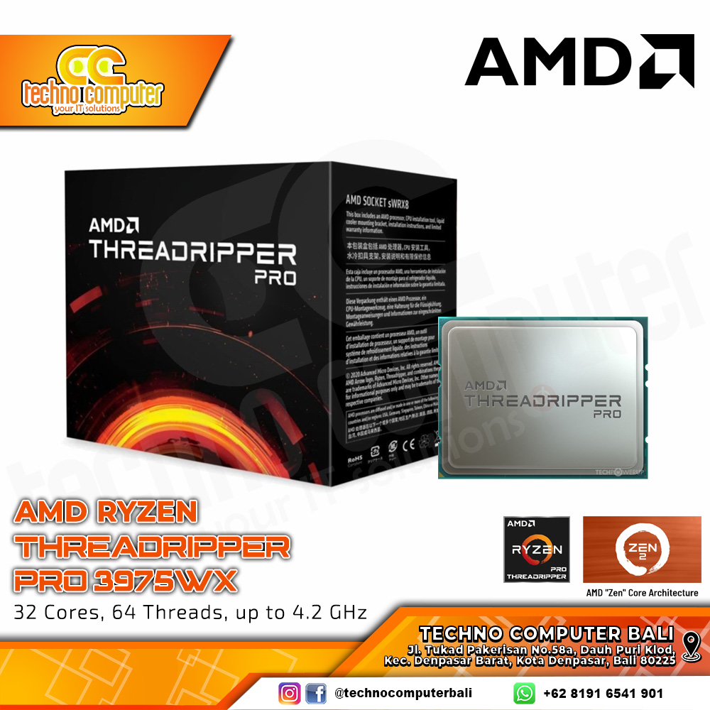 PROCESSOR AMD RYZEN THREADRIPPER PRO 3975WX - 32 Core 64 Thread Up to 4.2Ghz - Socket sWRX8