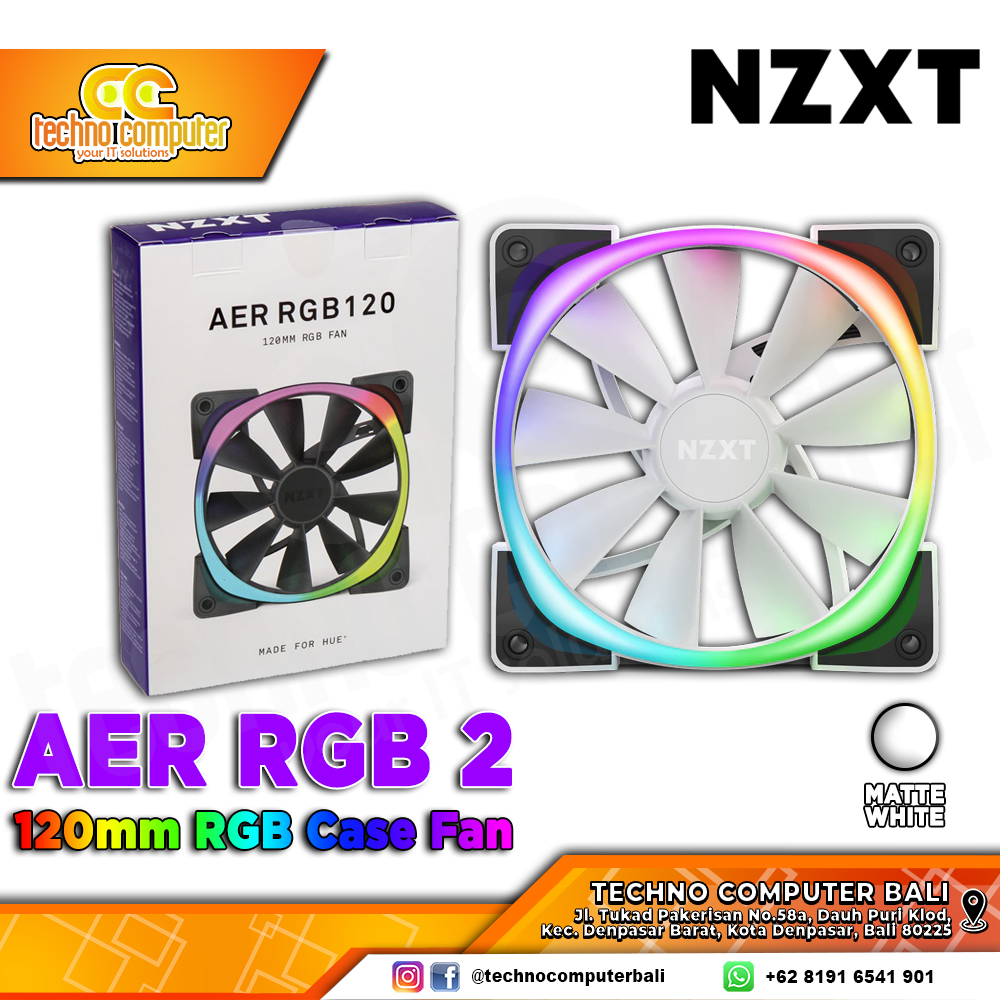 FAN CASING NZXT AER RGB 2 WHITE - 120mm Single Pack