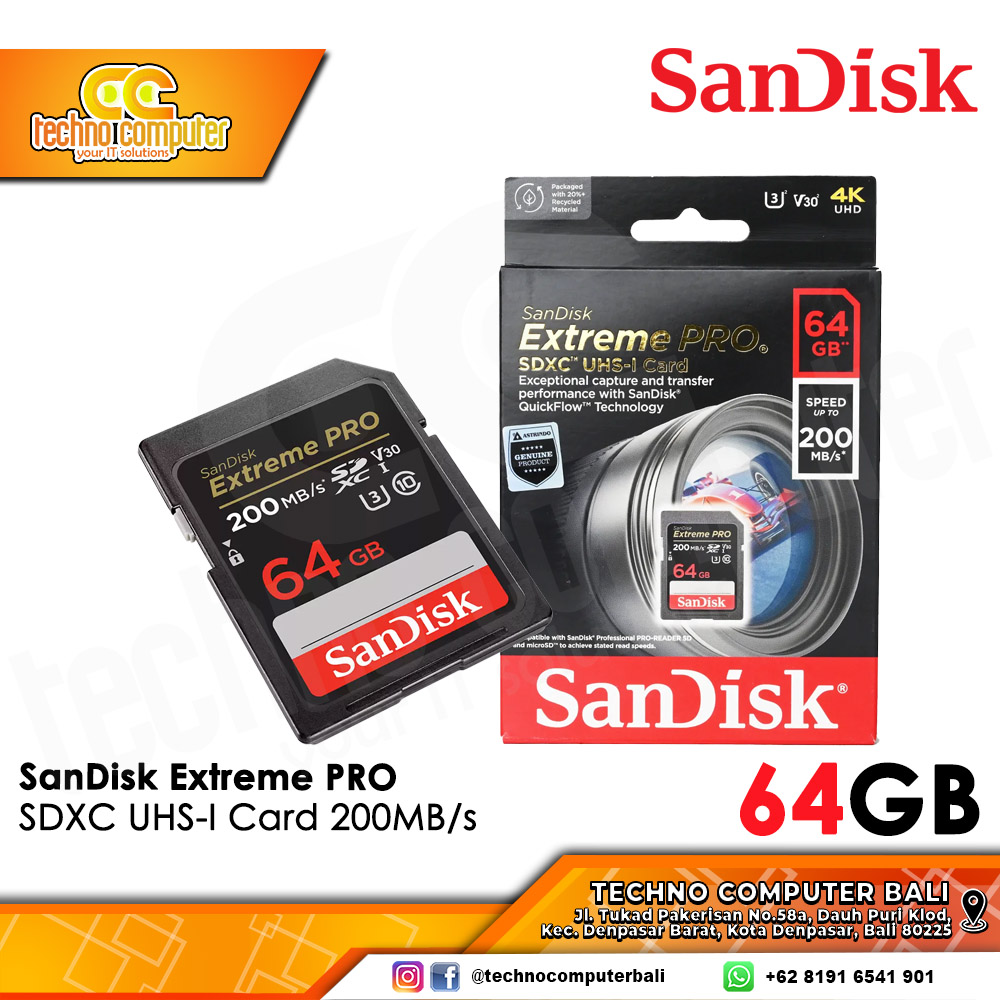 MEMORY CARD SANDISK EXTREME PRO SDXC 64GB 200MB/s