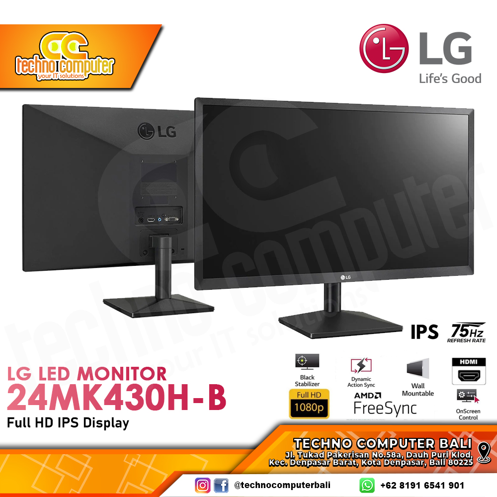 LG 24MK430H-B LED Monitor - 24 inch, FHD (1920 x 1080), IPS, 75Hz, 5ms