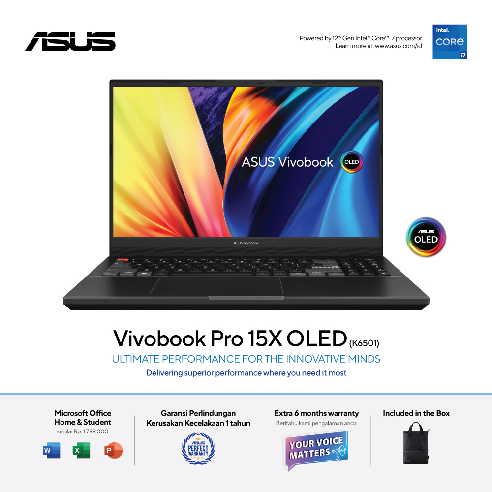 ASUS VivoBook Pro 15X OLED [K6501ZM-OLEDS751] Core i7-12650H/RAM 16GB/SSD 512GB/RTX 3060/Win11