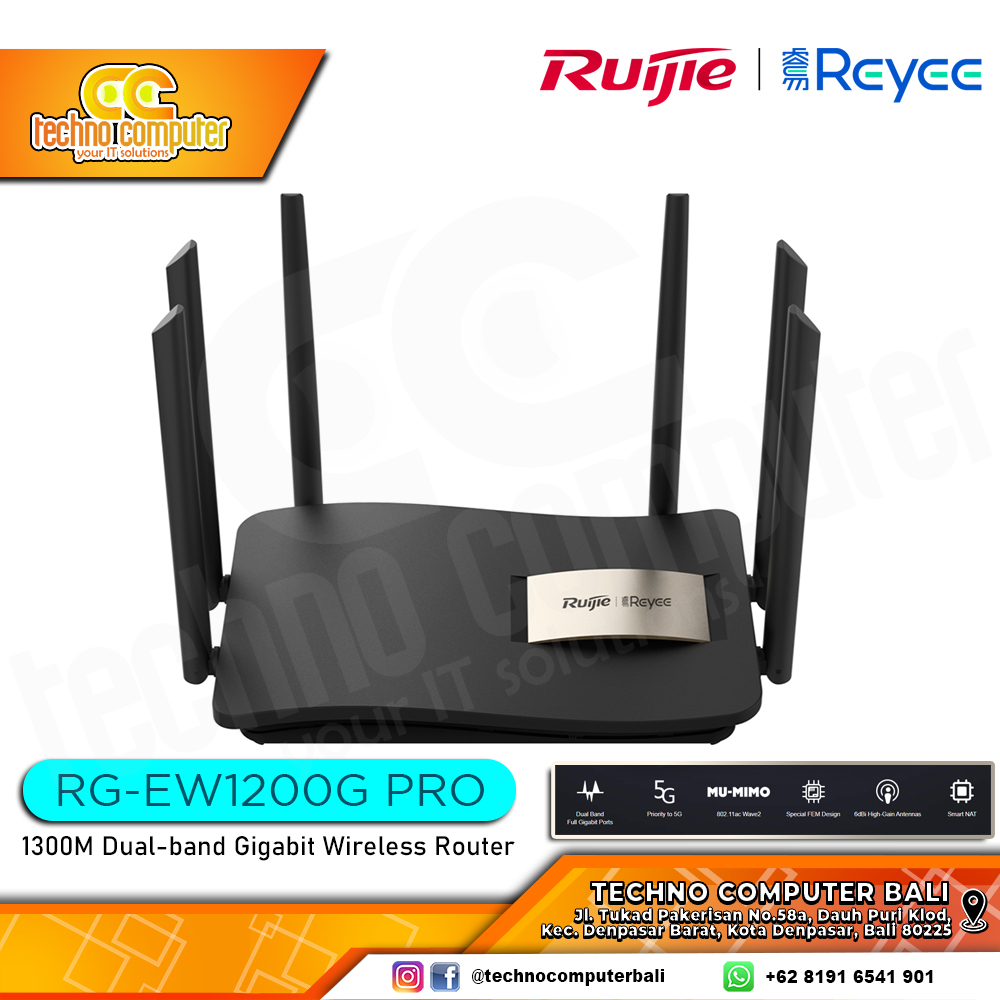 ROUTER RUIJIE/REYEE RG-EW1200G PRO 1300M Dual-Band Wi-Fi 5 Gigabit Wireless Router