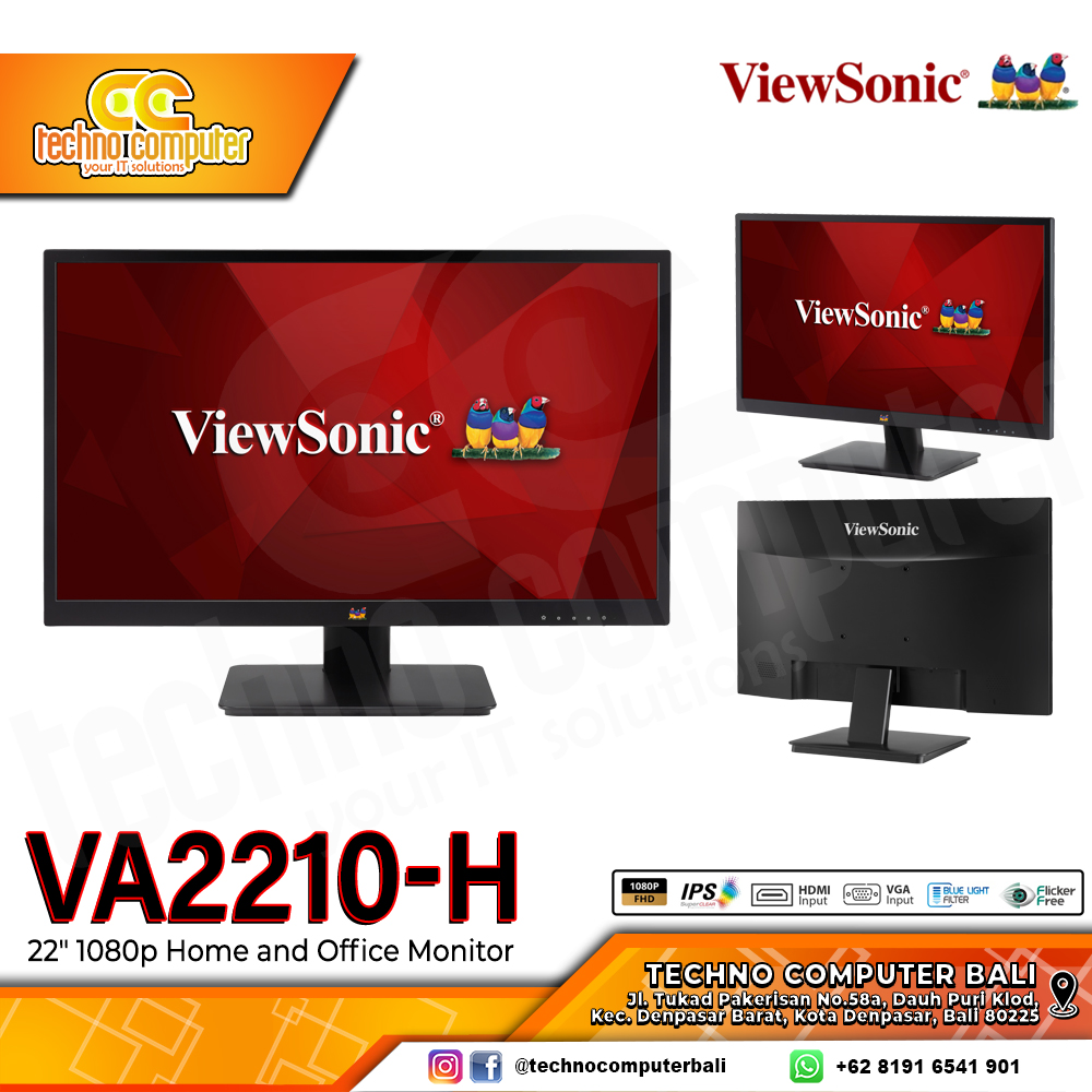 VIEWSONIC VA2210-H LED Monitor - 22 inch, FHD (1920 X 1080), VA, 75Hz, 6ms