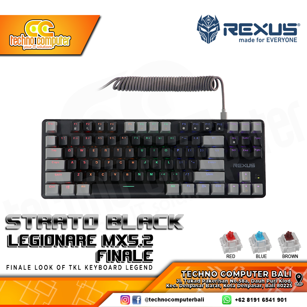 REXUS LEGIONARE MX5.2 FINALE TKL Black/Grey - Mechanical Brown Switch - Gaming Keyboard