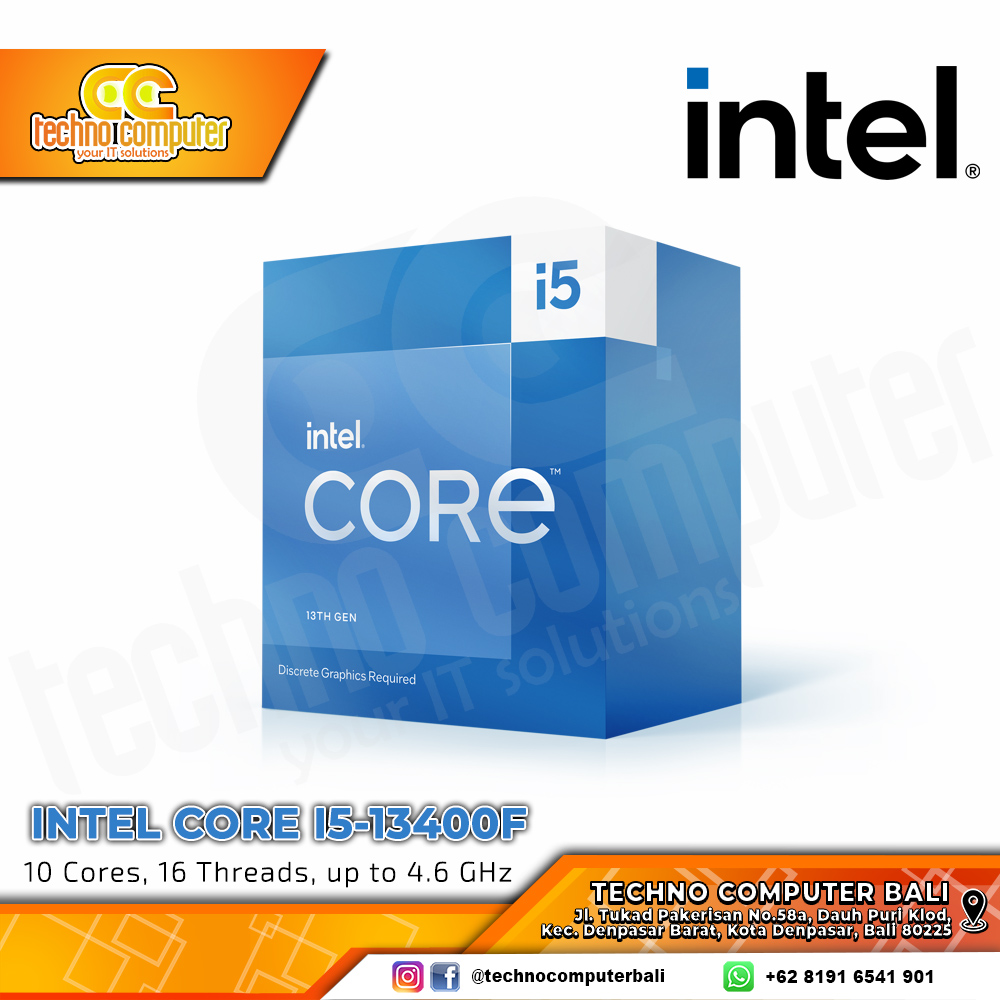 PROCESSOR INTEL CORE I5-13400F - 10 Cores 16 Threads Up to 4.6GHz - Socket LGA1700