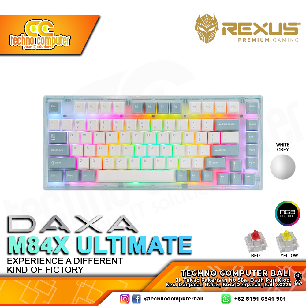 REXUS DAXA M84X ULTIMATE Wireless Grey - Mechanical Yellow Switch - Gaming Keyboard Wireless