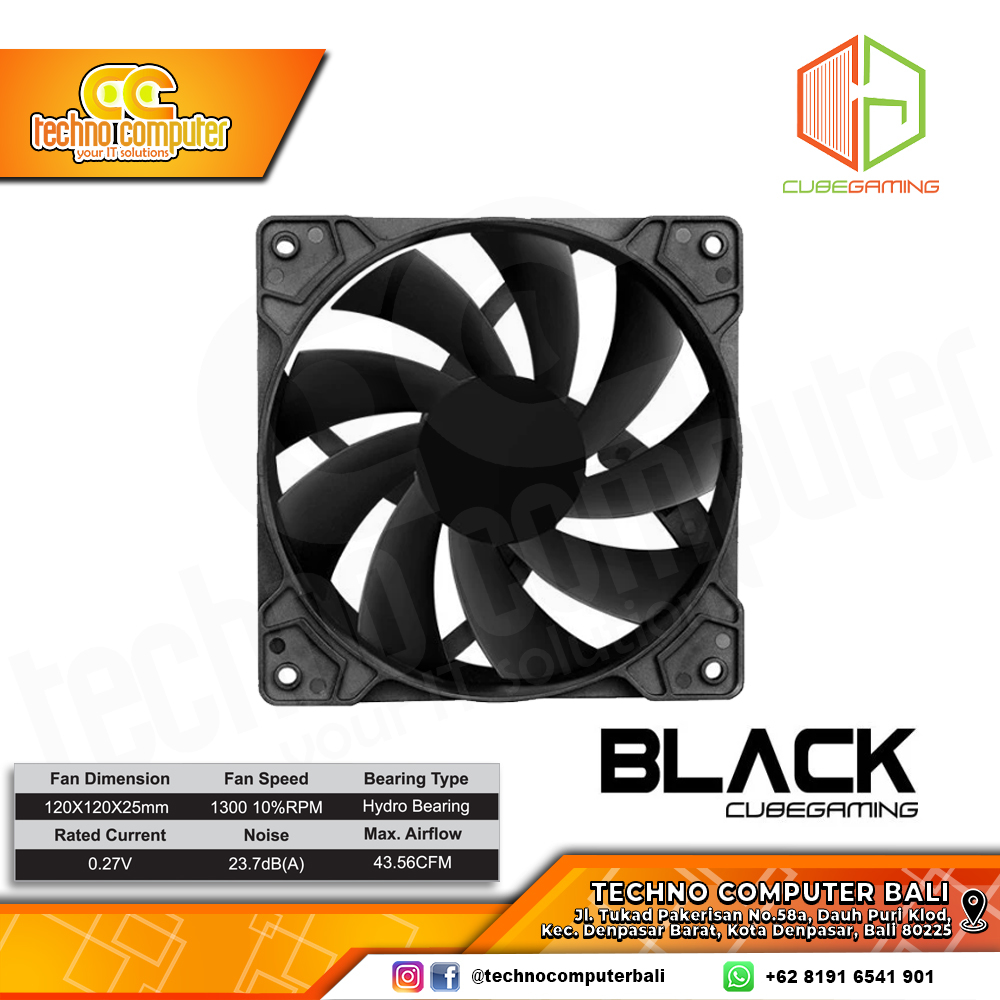 FAN CASING CUBE GAMING BLACK - 120mm Single Pack