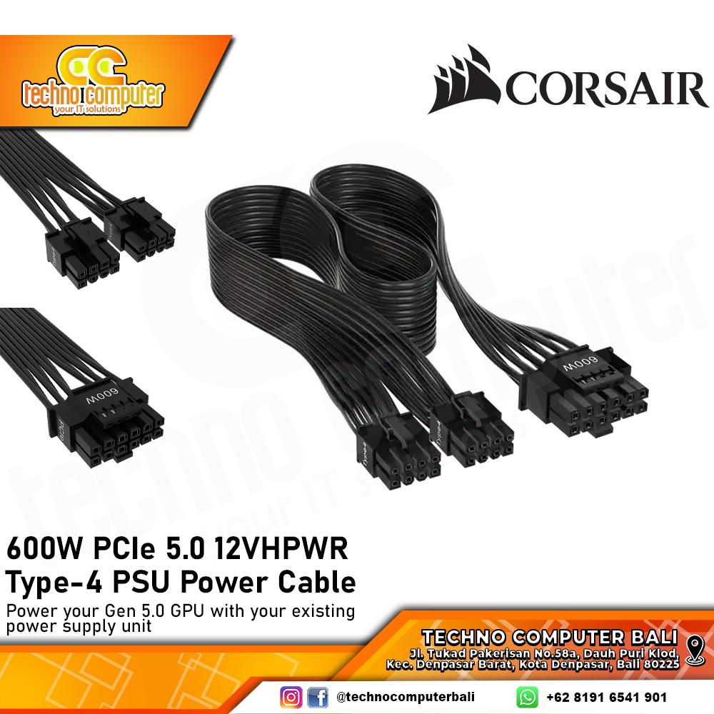 CORSAIR 600W PCIe 5.0 12VHPWR Type-4 PSU Power Cable