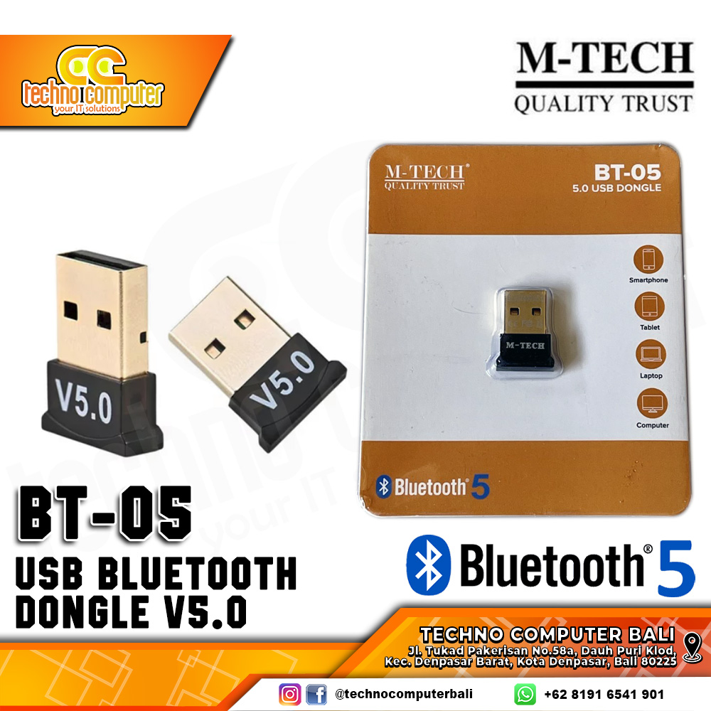 M-TECH USB Bluetooth 5.0 Dongle Receiver Adapter - BT-05