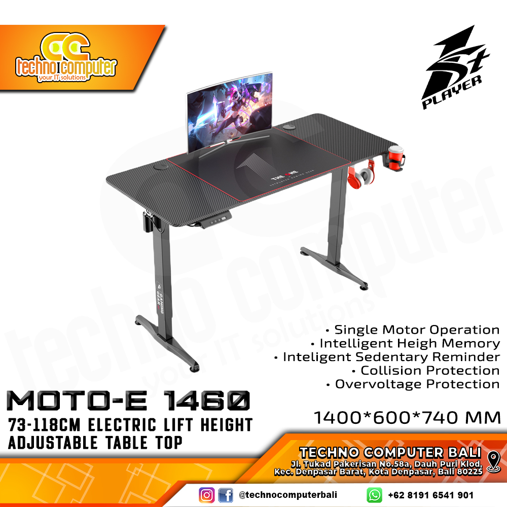 MEJA GAMING 1ST PLAYER MOTO-E 1460 GAMING DESK With Electric Adjustable Height