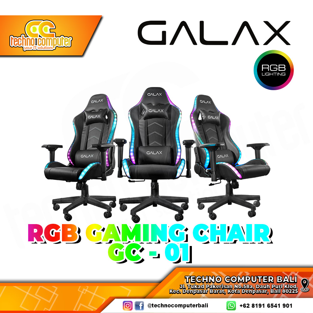 KURSI GAMING GALAX GC-01 RGB GAMING CHAIR 4D Armrest - BLACK