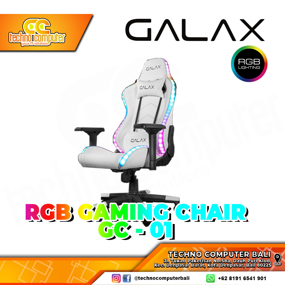 KURSI GAMING GALAX GC-01 RGB GAMING CHAIR 4D Armrest - WHITE