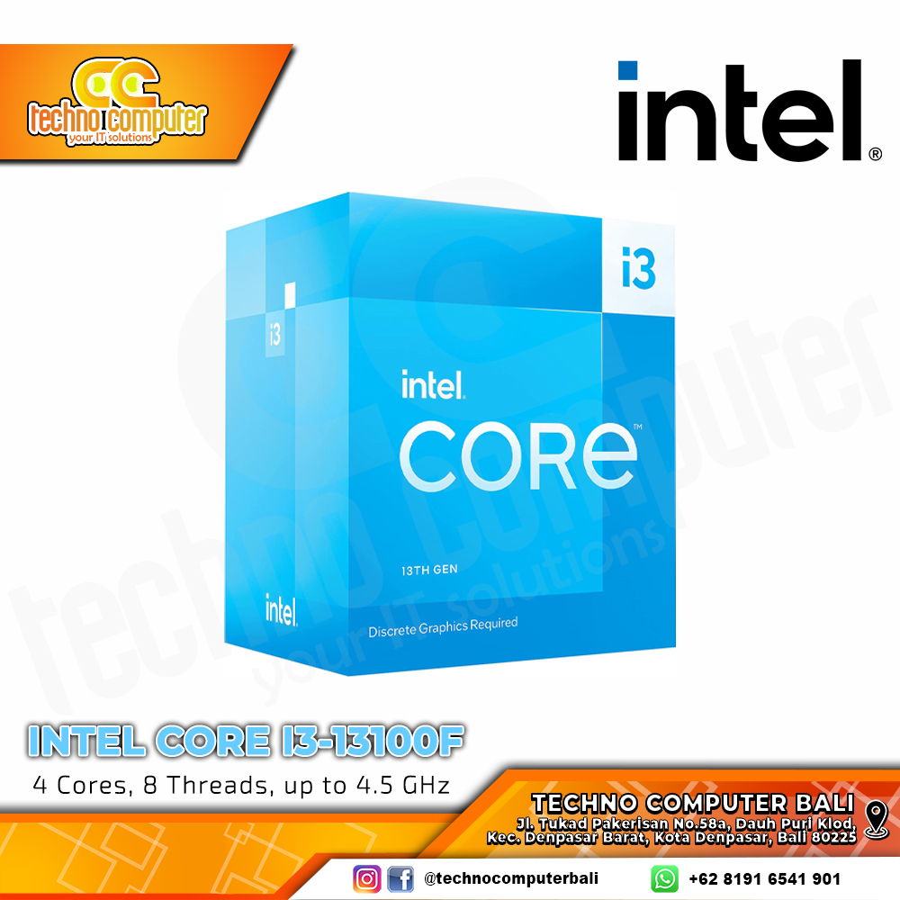 PROCESSOR INTEL CORE I3-13100F - 4 Cores 8 Threads Up to 4.5GHz - Socket LGA1700