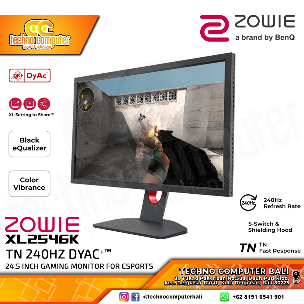 BENQ ZOWIE XL2546K Esports Gaming Monitor - 24,5 inch, FHD (1920 x 1080), TN, 240Hz, 1ms
