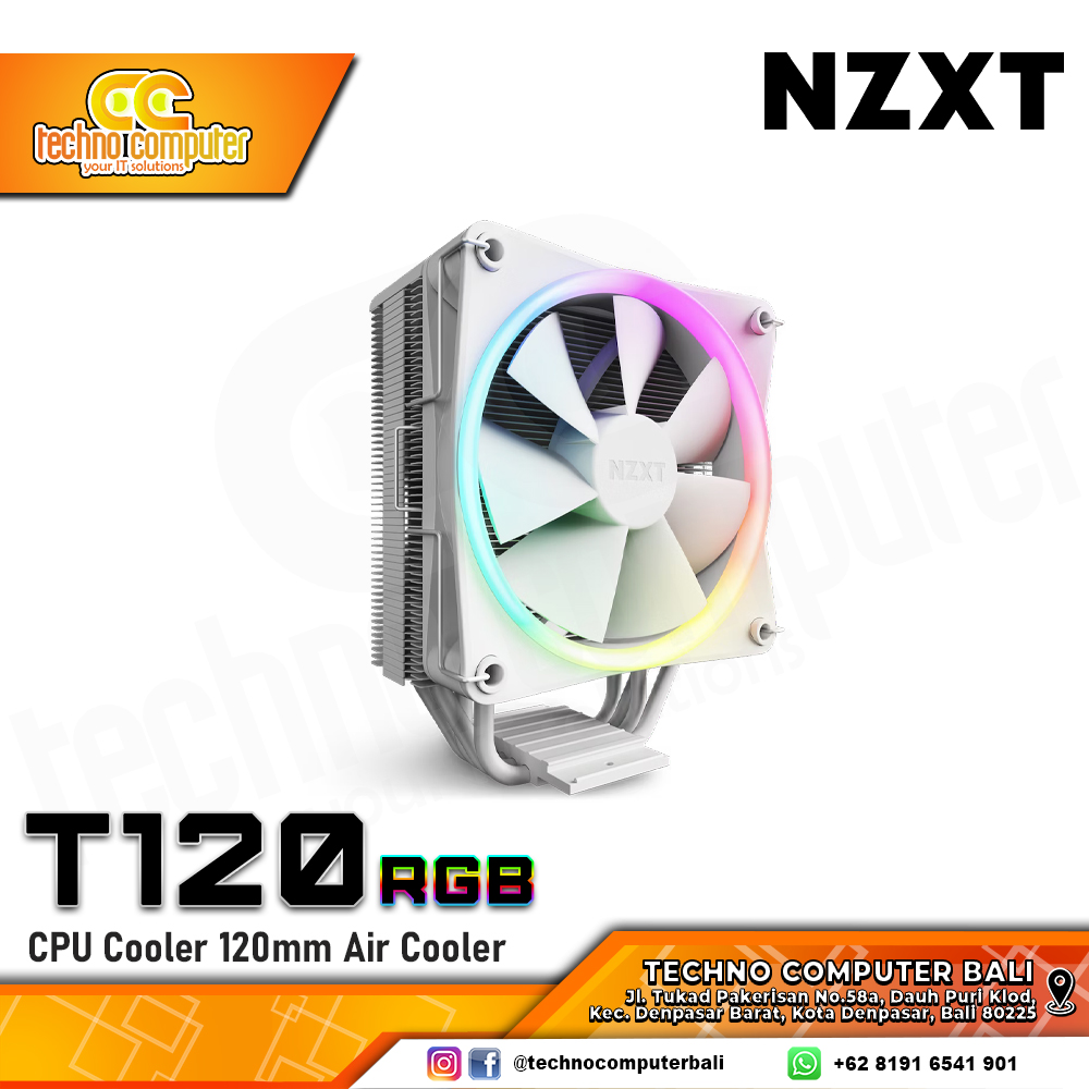 NZXT T120 RGB Matte White - CPU Cooler - 120mm Air Cooler