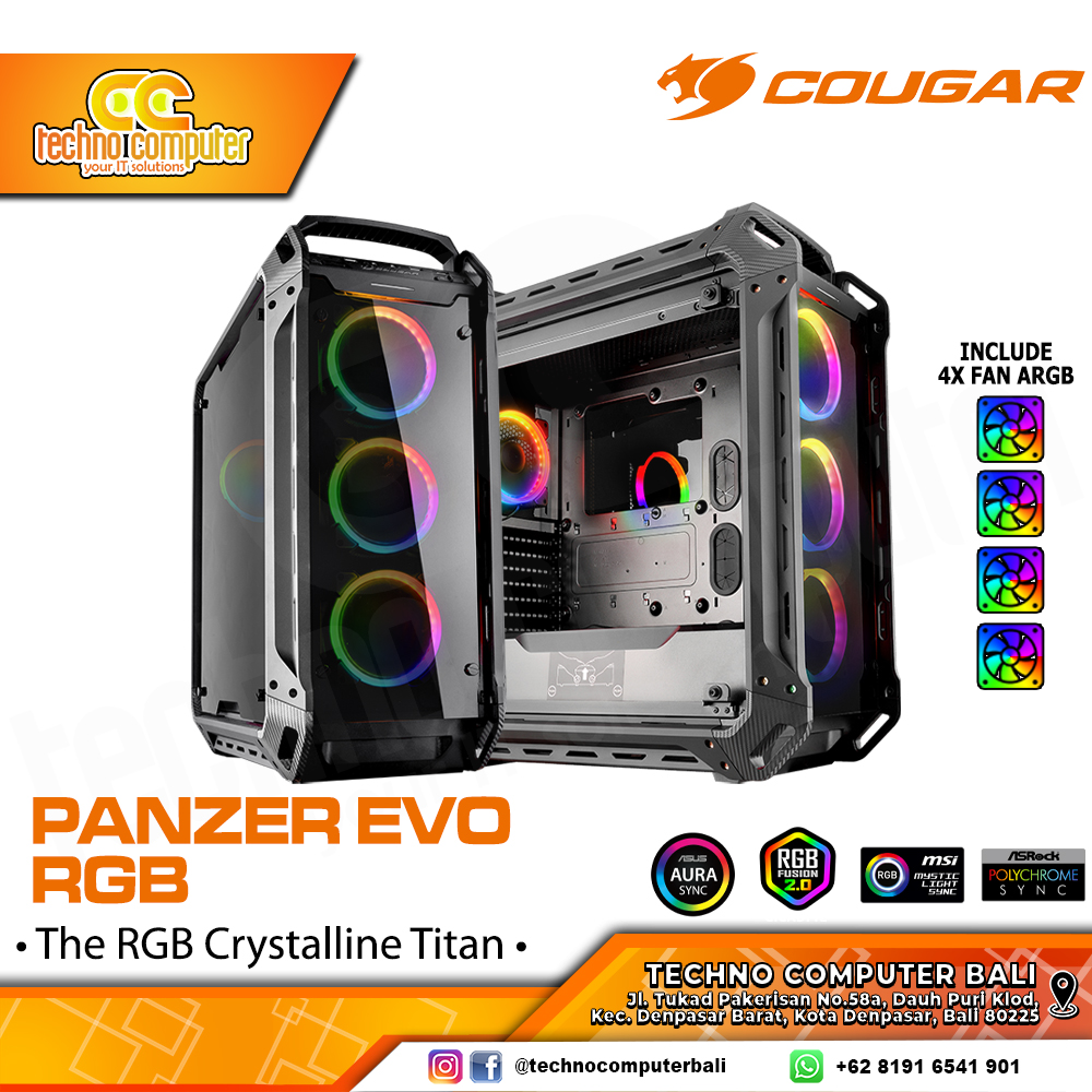 CASING COUGAR PANZER EVO RGB - Full Tower E-ATX Case Tempered Glass (Free 4x ARGB Fan)