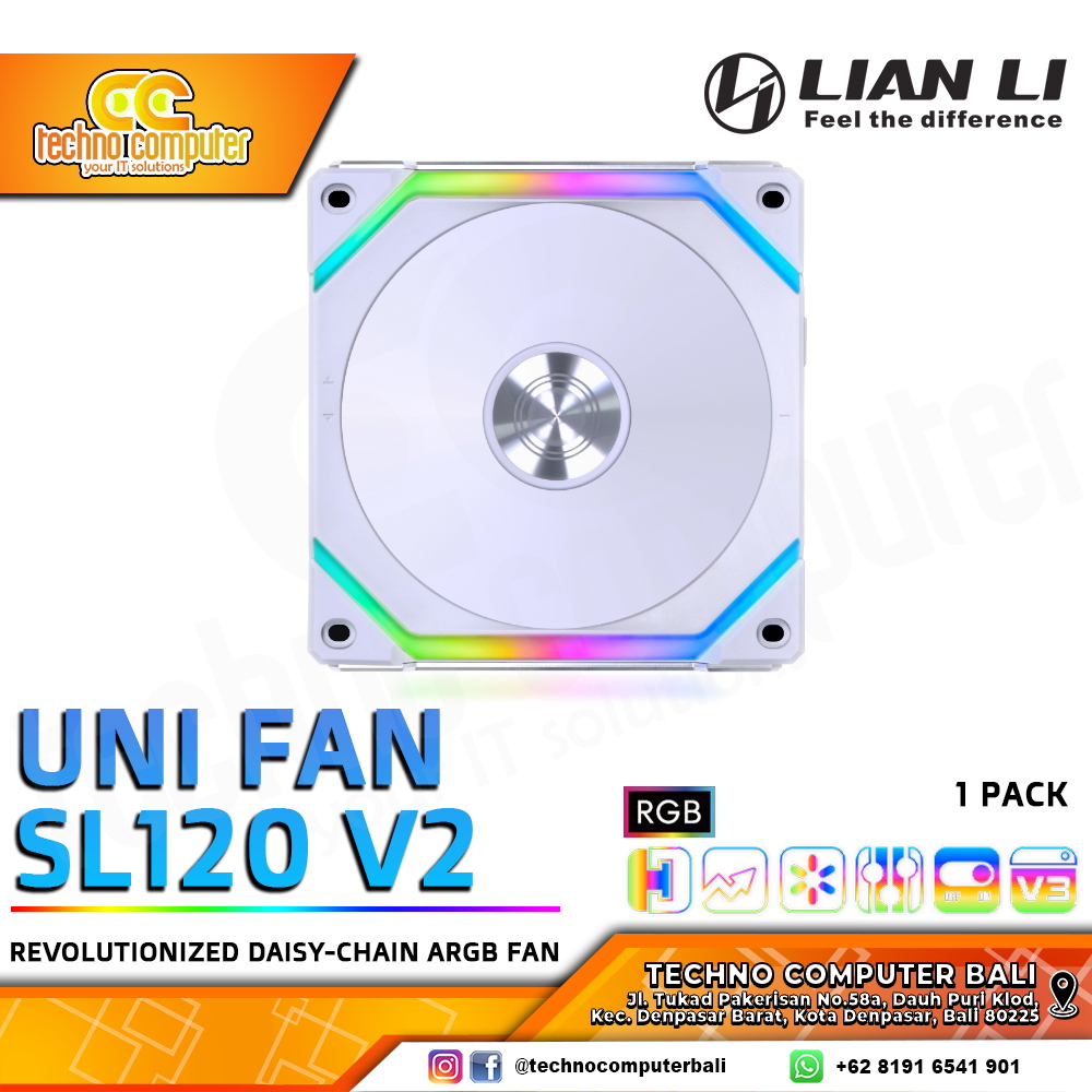 FAN CASING LIAN LI UNI FAN SL120 V2 WHITE - 120mm Single Pack ARGB Fan