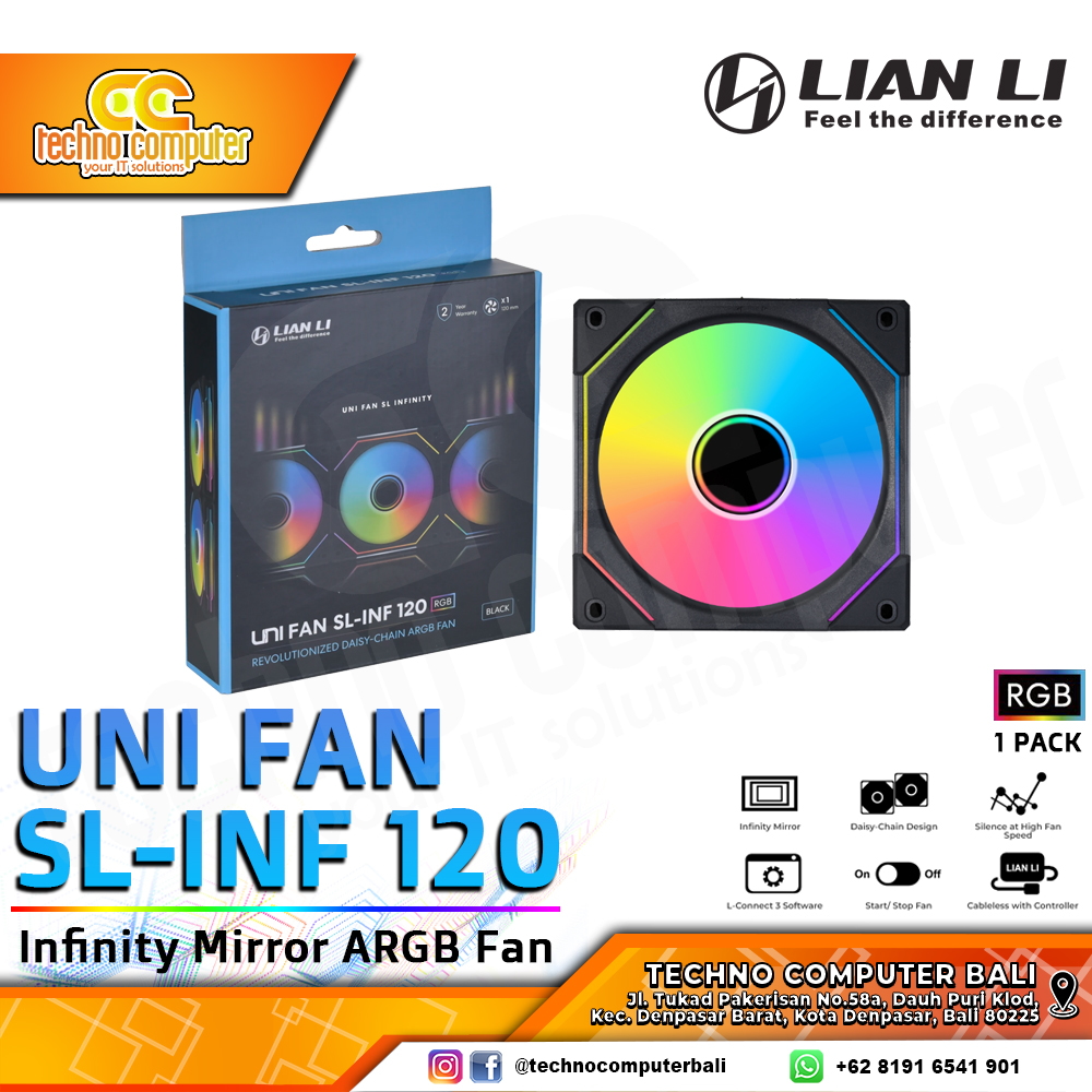 FAN CASING LIAN LI UNI FAN SL-Infinity 120 BLACK - 120mm Single Pack ARGB Fan