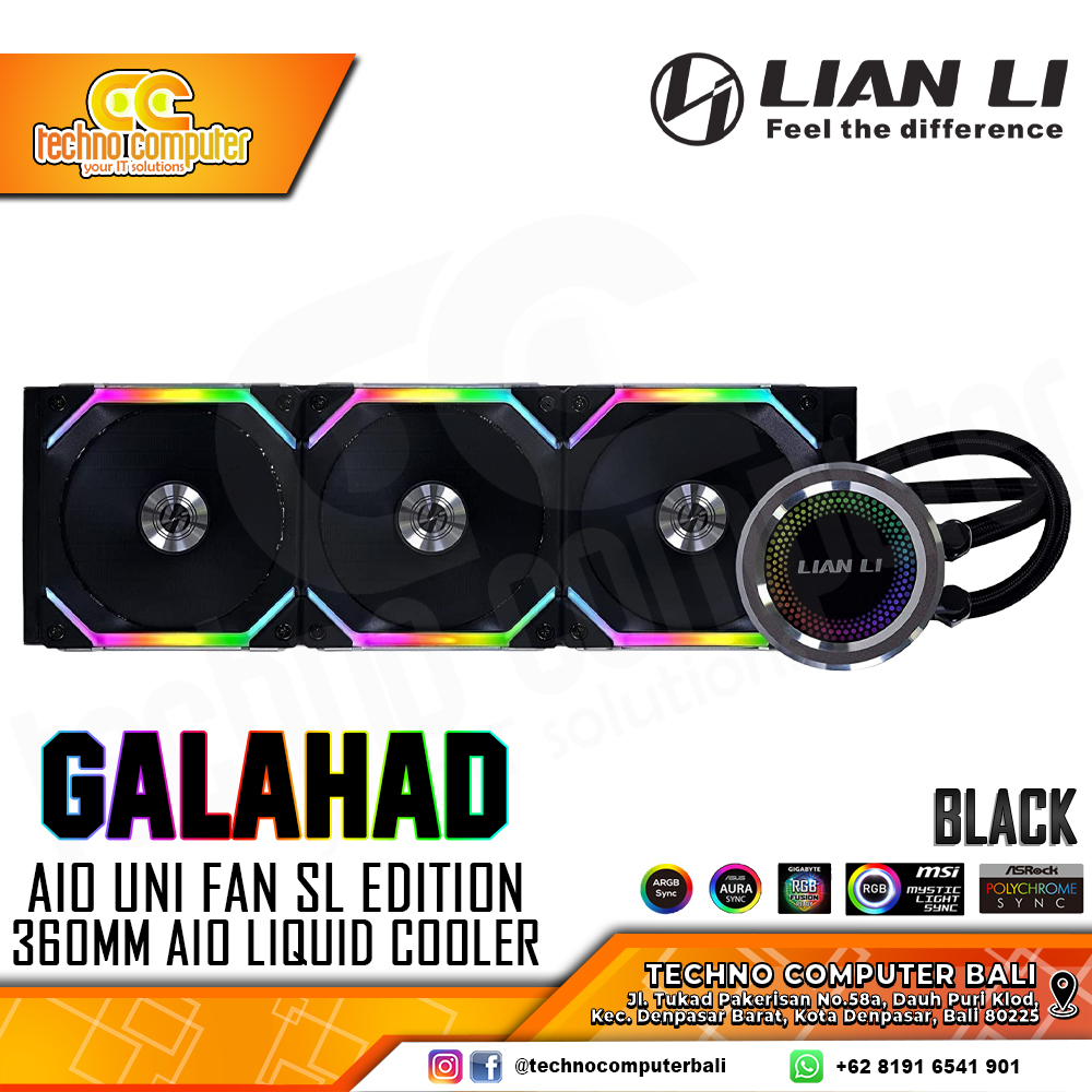 LIAN LI GALAHAD AIO UNI FAN SL Edition 360 ARGB Black - CPU Cooler - 360mm AIO Liquid Cooler