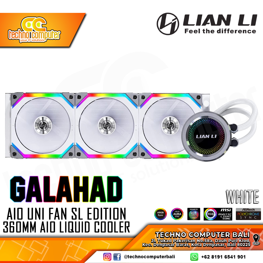 LIAN LI GALAHAD AIO UNI FAN SL Edition 360 ARGB White - CPU Cooler - 360mm AIO Liquid Cooler