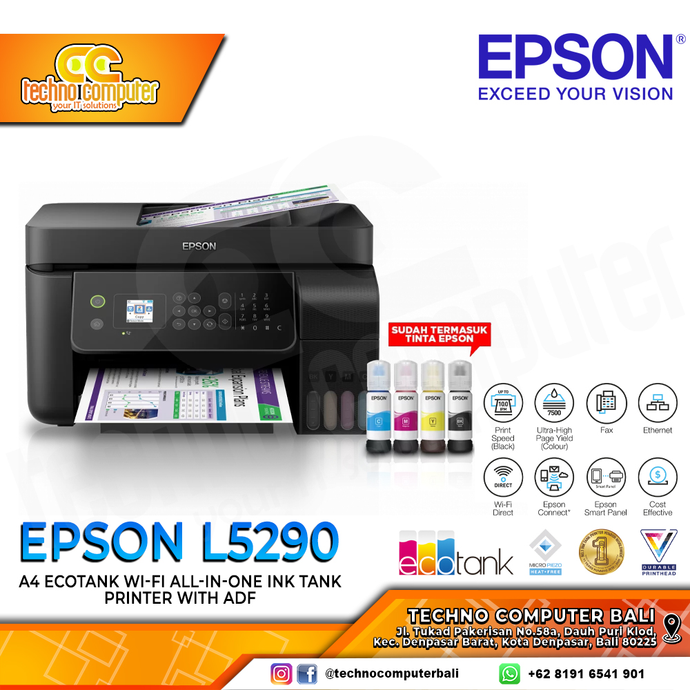 PRINTER EPSON L5290 A4 Ecotank Wi-Fi All-in-One Ink Tank Printer with ADF