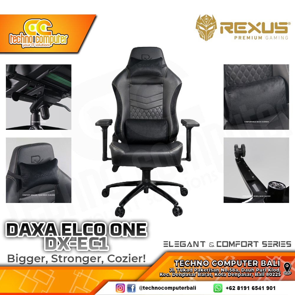 KURSI GAMING REXUS DAXA ELCO ONE DX-EC1 GAMING CHAIR 4D Armrest - BLACK
