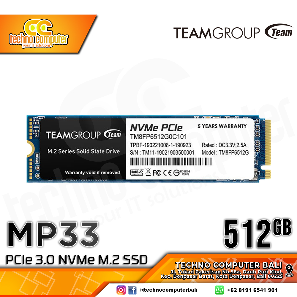 SSD TEAM MP33 M.2 NVMe 2280 PCIe Gen3 x4 - 512GB