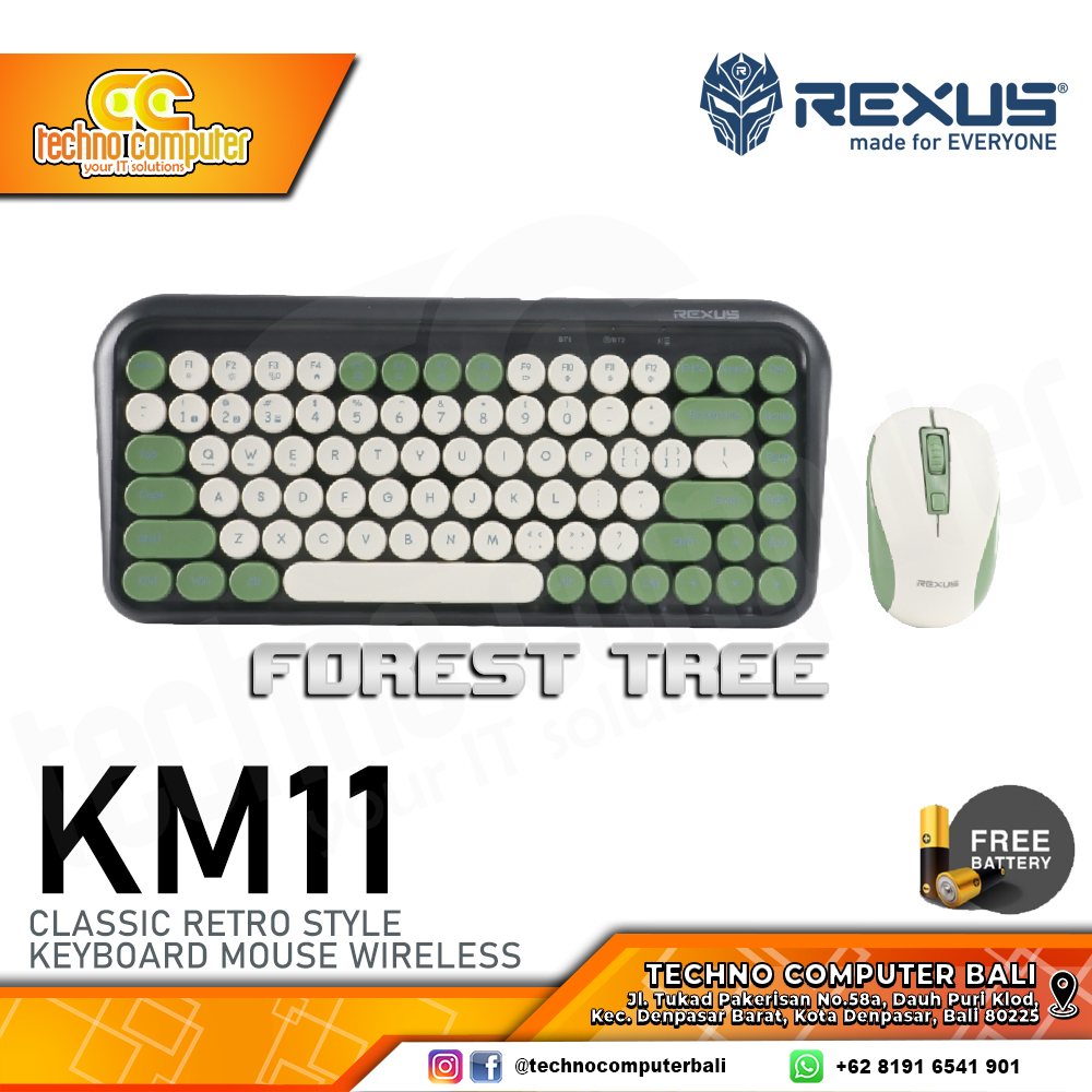 REXUS KM11 Combo Wireless Forest Tree - Office Keyboard & Mouse Wireless