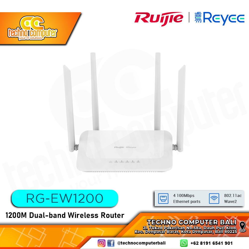 ROUTER RUIJIE/REYEE RG-EW1200 1200M Dual-Band Wi-Fi 5 Wireless Router