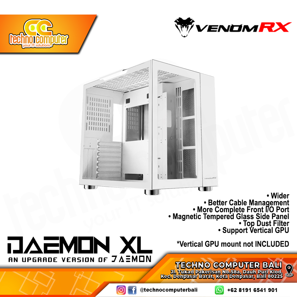 CASING VENOMRX DAEMON XL WHITE - Mid Tower ATX Case Tempered Glass