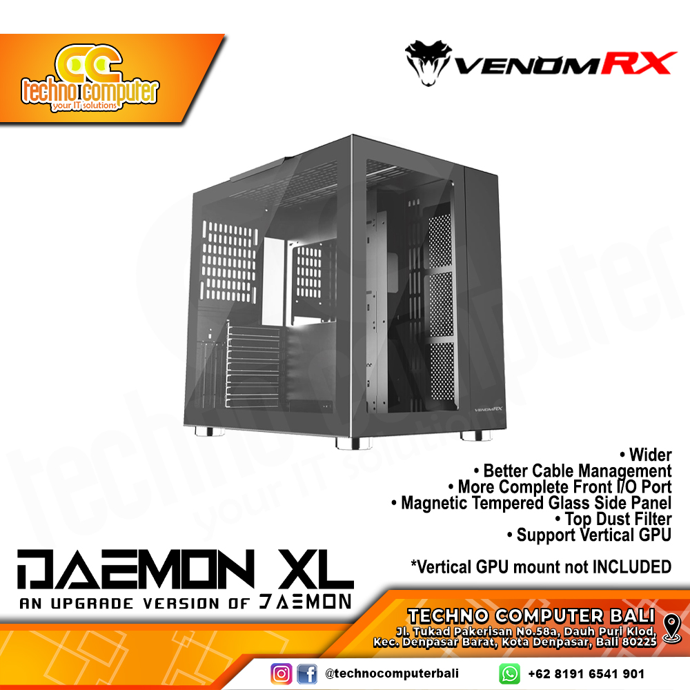 CASING VENOMRX DAEMON XL BLACK - Mid Tower ATX Case Tempered Glass