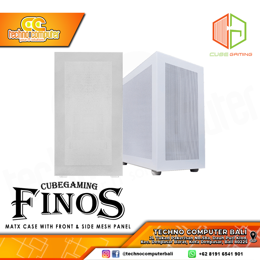 CASING CUBE GAMING FINOS White - Mid Tower mATX Case Mesh
