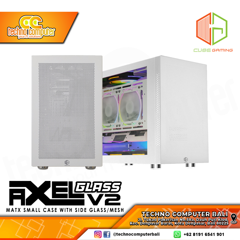 CASING CUBE GAMING AXEL V2 TG White - Mid Tower mATX Case Tempered Glass